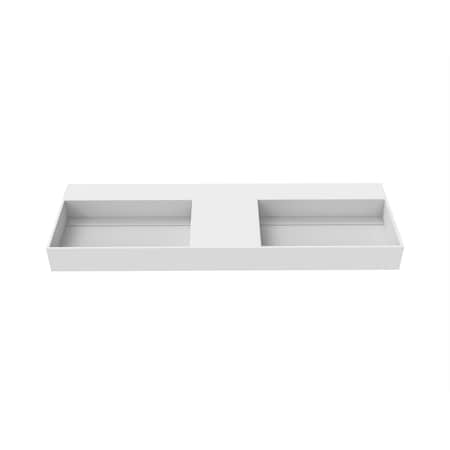 Castello Usa Juniper 60 in Solid Surface Wall-Mounted Bathroom Sink in White with No Faucet Hole CB-GM-2056-60-NH